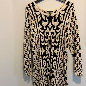 INC International Concepts Black and Cream Knit Dress
